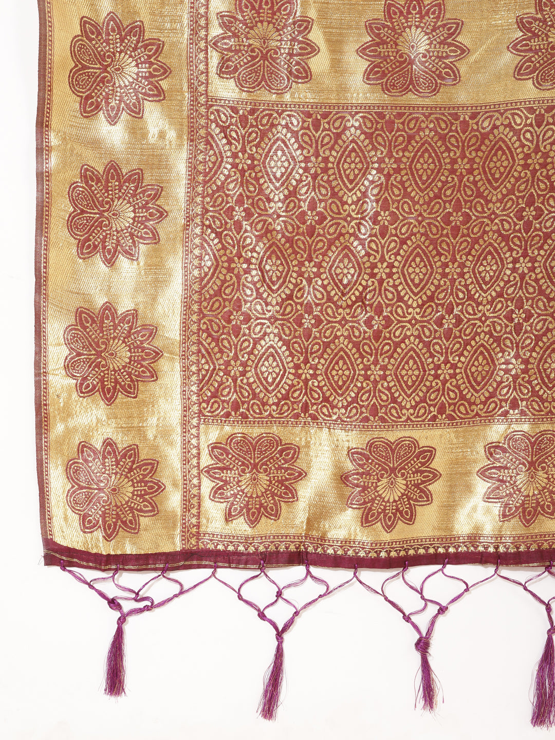 Janasya Wine Chanderi Silk Woven Paisley Chanderi Silk Saree | Swadesiicart