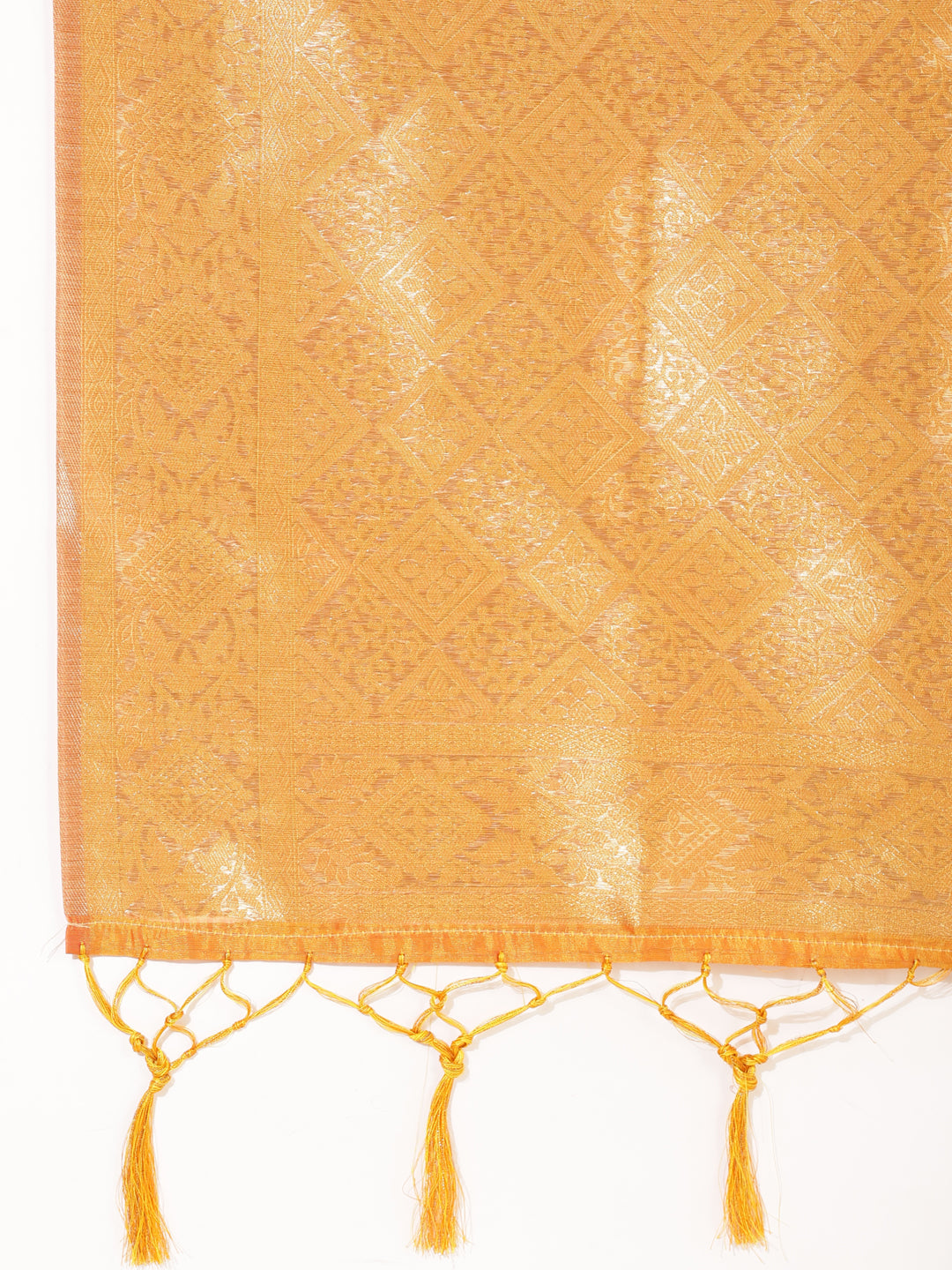Janasya Yellow Organza Woven Ethnic Motifs Kanjeevaram Saree | Swadesiicart