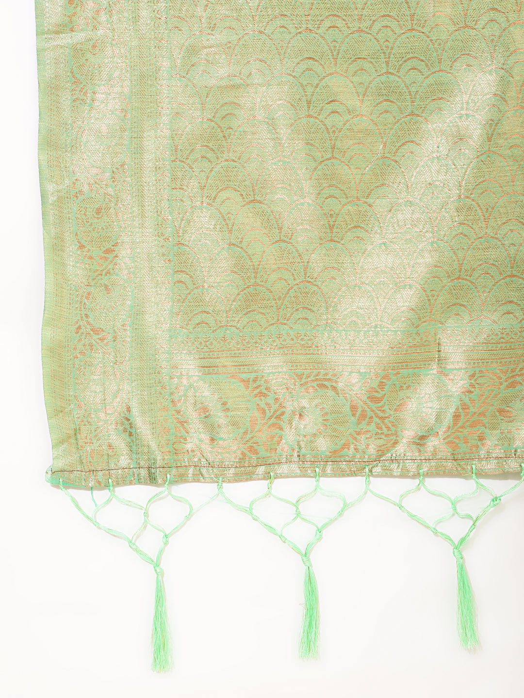 Janasya Green Chanderi Silk Floral Woven Design Saree | Swadesiicart