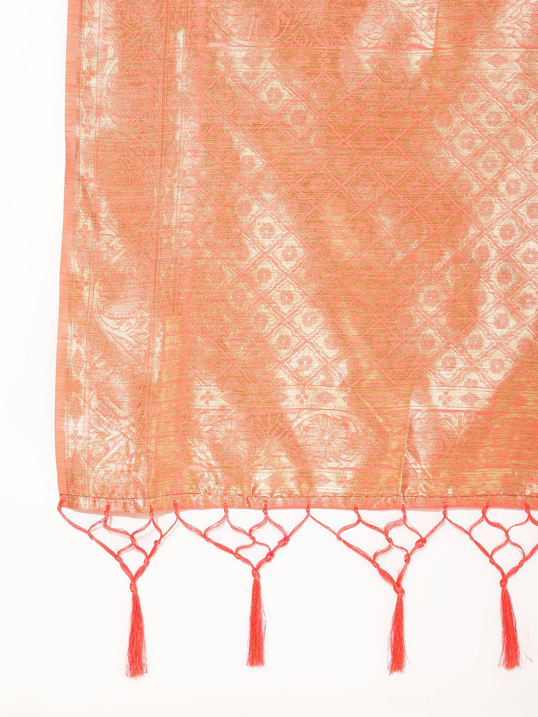 Janasya Peach Chanderi Silk Floral Woven Design Saree | Swadesiicart