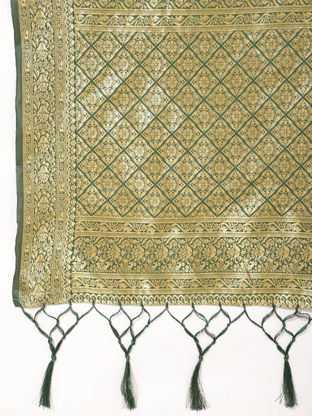 Janasya Green Banarasi Silk Ethnic Motifs Woven Design Saree | Swadesiicart