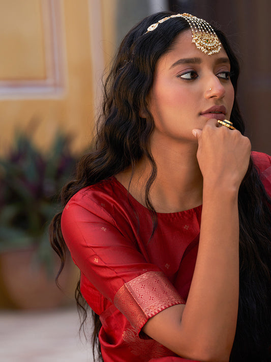 Janasya Red Kanjeevaram Silk Floral Motif Kanjeevaram Silk Saree | Swadesiicart