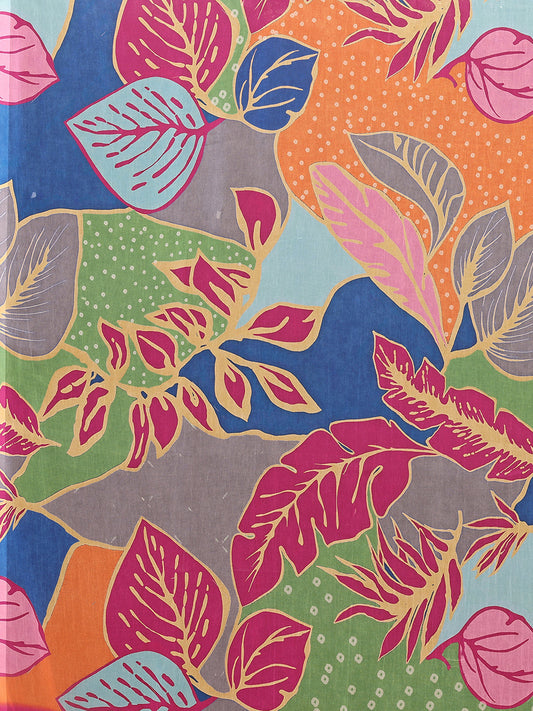 Janasya Multicolor Georgette Tropical Printed Saree | Swadesiicart