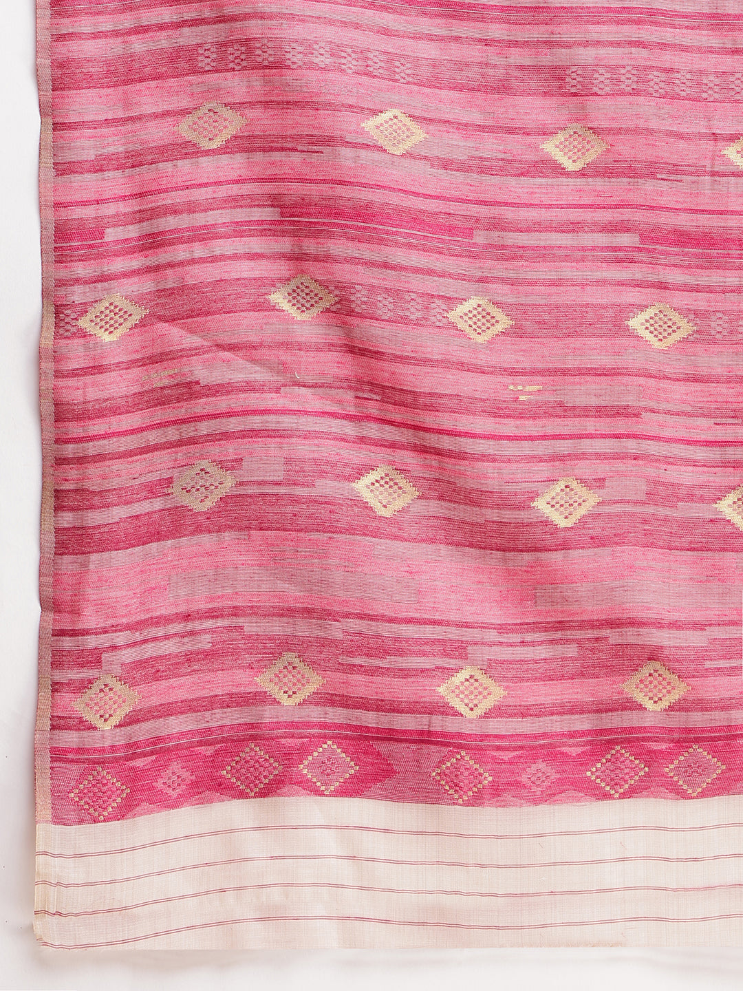 Janasya Beige Silk Blend Ikkat Jacquard Saree | Swadesiicart
