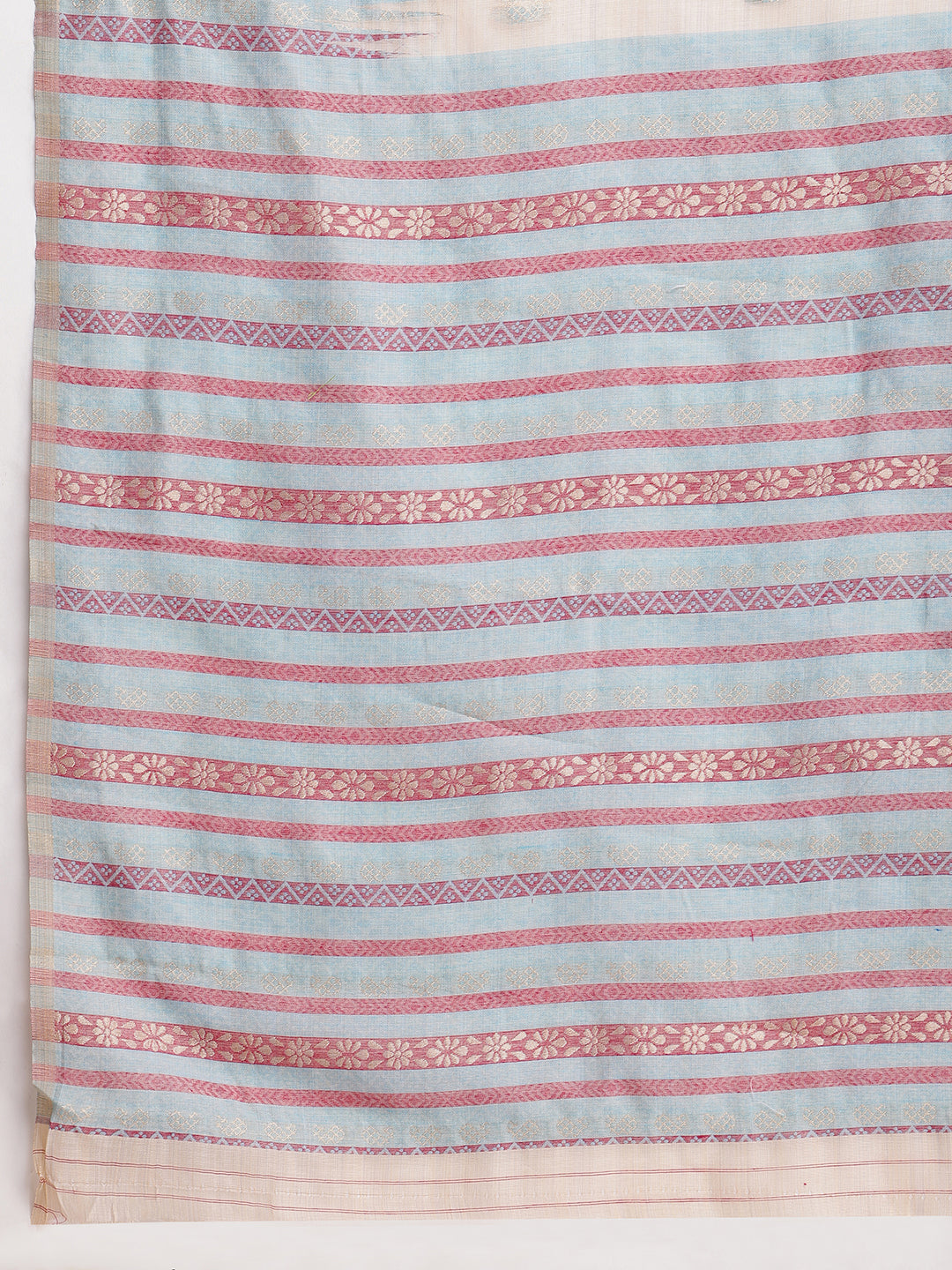 Janasya Beige Silk Blend Ikkat Jacquard Saree | Swadesiicart