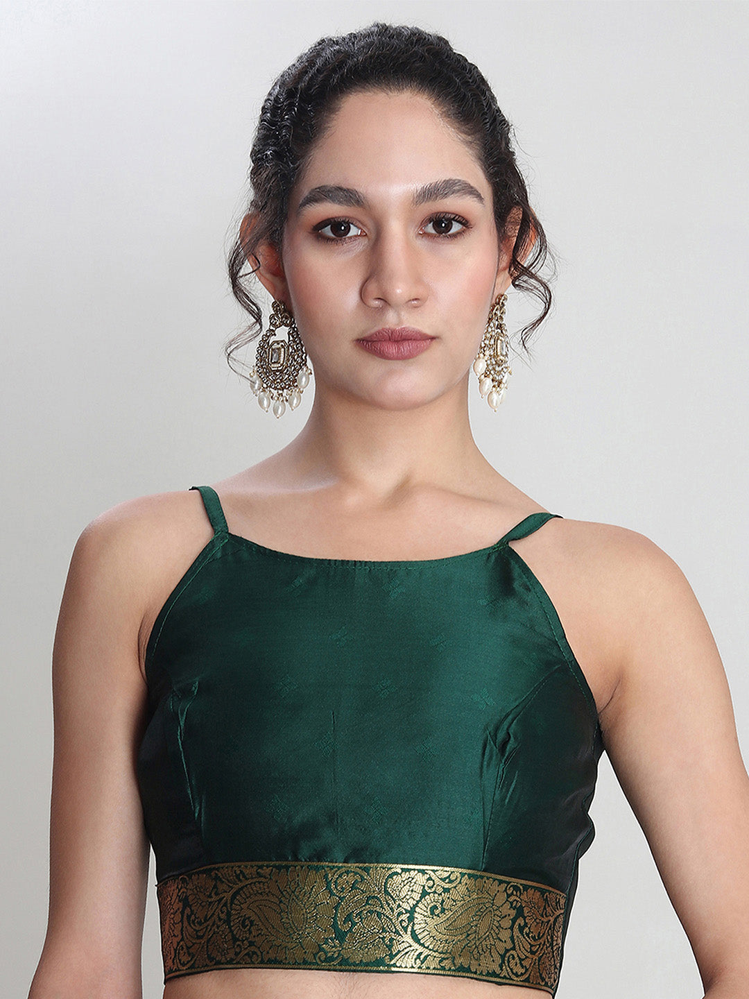 Janasya Green Silk Blend Ethnic Motifs Jacquard Saree | Swadesiicart