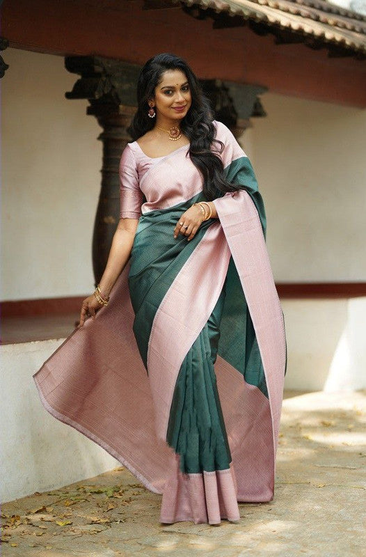 NOZ2TOZ Women Banarasi Silk Woven Saree With Blouse Piece - Teal | Swadesiicart