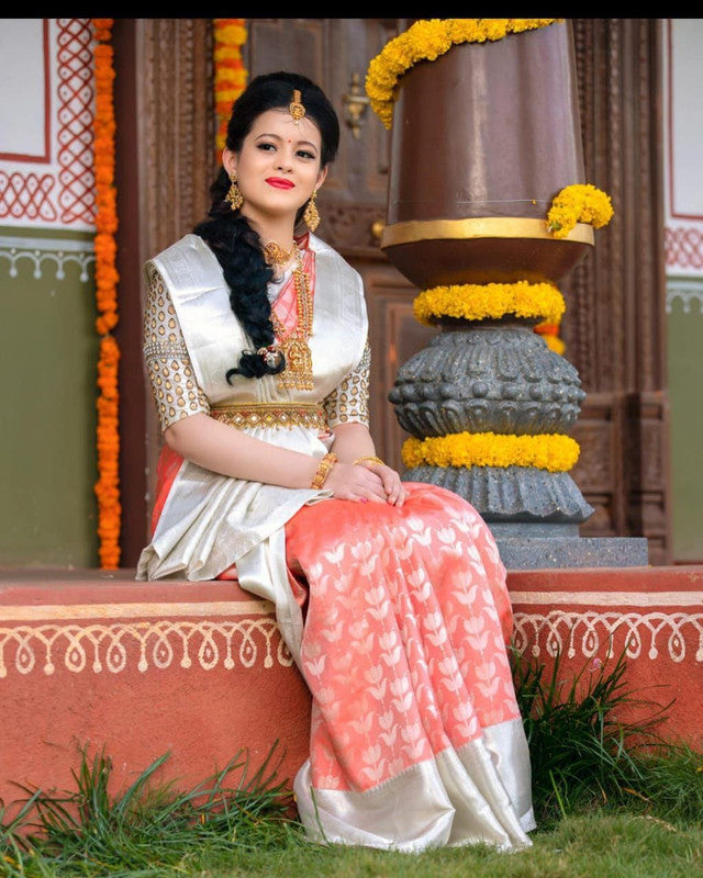 NOZ2TOZ Women Banarasi Silk Woven Saree With Blouse Piece - White | Swadesiicart