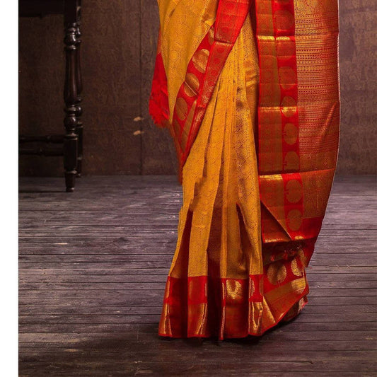 NOZ2TOZ Women Banarasi Silk Woven Saree With Blouse Piece - Mustard | Swadesiicart