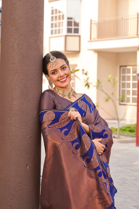 NOZ2TOZ Women Banarasi Silk Woven Saree With Blouse Piece - Wine | Swadesiicart