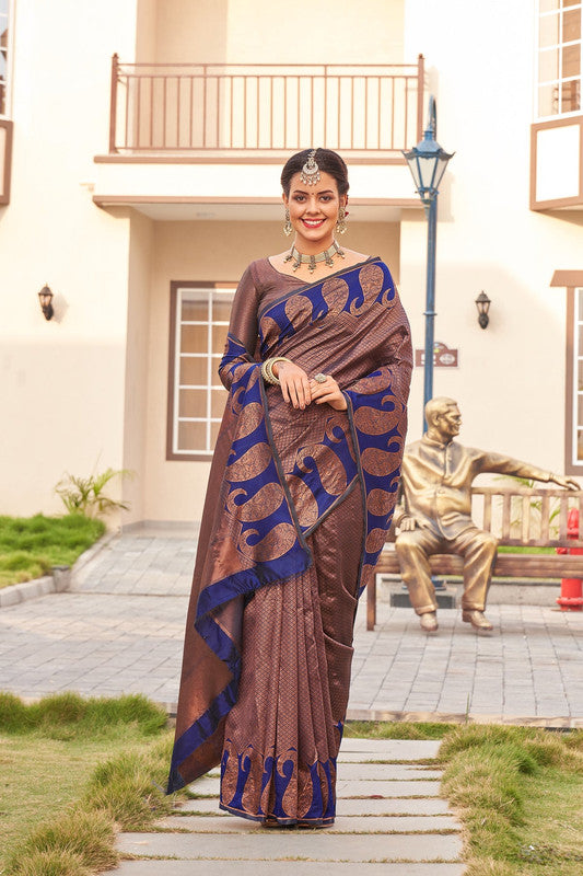 NOZ2TOZ Women Banarasi Silk Woven Saree With Blouse Piece - Wine | Swadesiicart