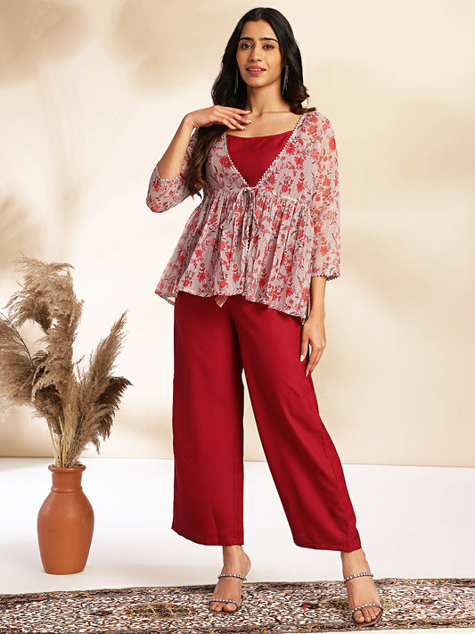 Janasya Wine Moss Solid Set | Swadesiicart