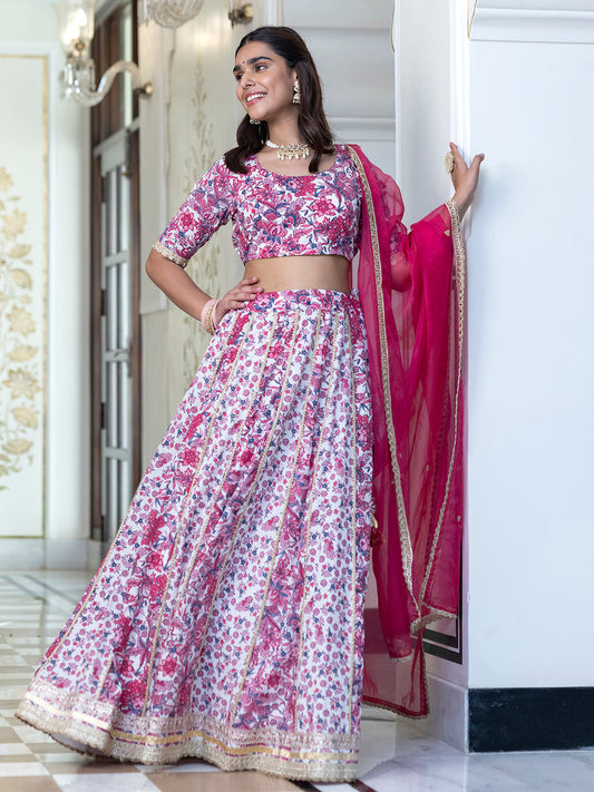 Janasya White Cotton Embellished Festive Lehenga Choli | Swadesiicart