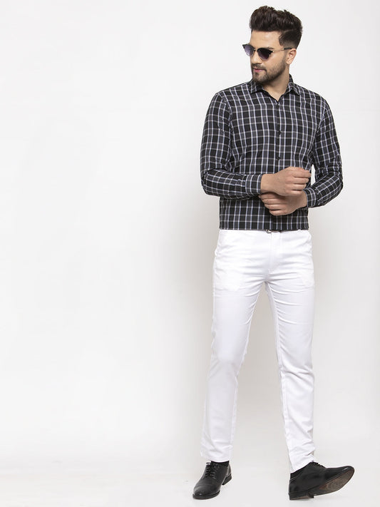 Jainish Black Men's Cotton Checked Formal Shirt's ( SF 764Black ) | Swadesiicart