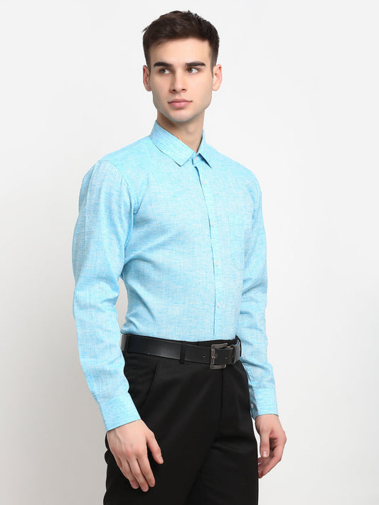 Jainish Blue Men's Solid Cotton Formal Shirt ( SF 782Sky ) | Swadesiicart