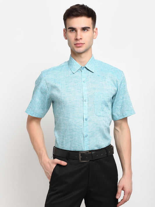 Jainish Green Men's Solid Cotton Half Sleeves Formal Shirt ( SF 783Green ) | Swadesiicart