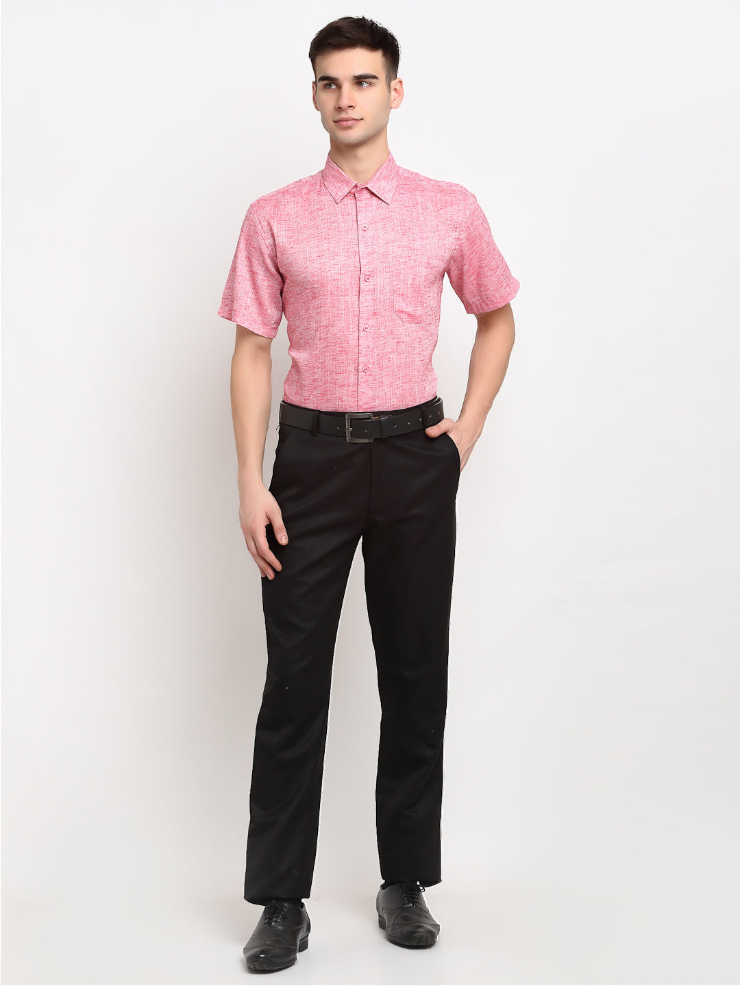 Jainish Red Men's Solid Cotton Half Sleeves Formal Shirt ( SF 783Red ) | Swadesiicart