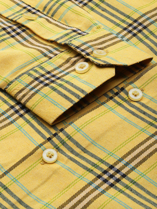 Jainish Men's Cotton Checked Formal Shirts ( SF 793Yellow ) | Swadesiicart