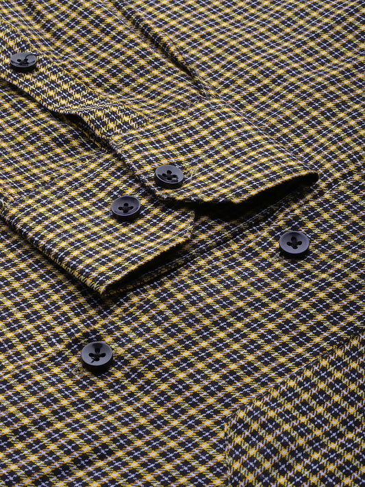Jainish Men's Cotton Checked Formal Shirts ( SF 804Black ) | Swadesiicart