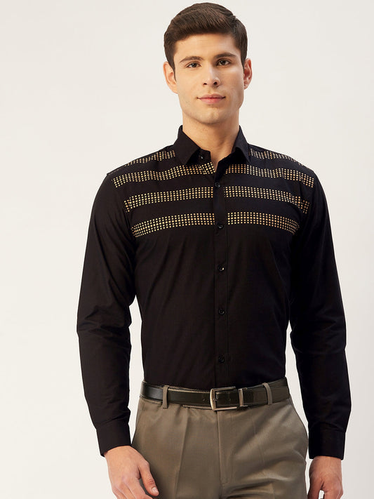 Jainish Men's Cotton Printed Formal Shirts ( SF 805Black ) | Swadesiicart