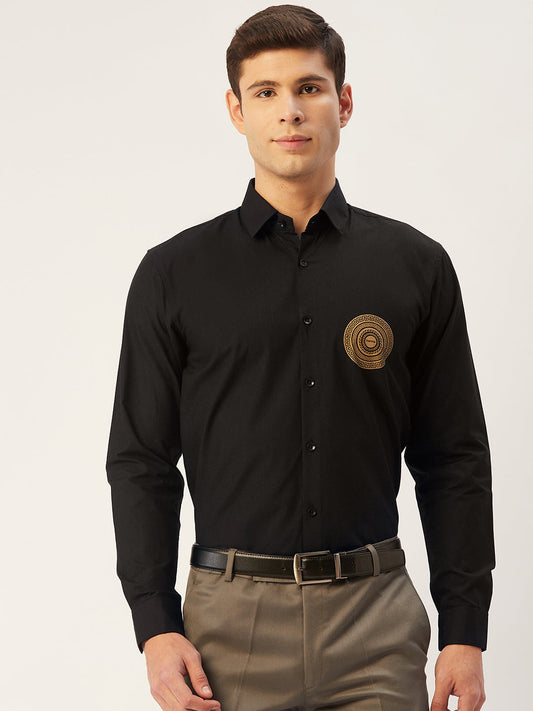 Jainish Men's Cotton Printed Formal Shirts ( SF 807Black ) | Swadesiicart