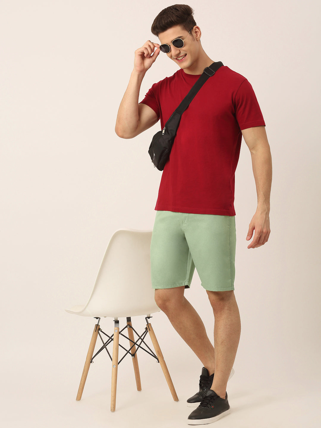 Jainish Men's Casual Cotton Solid Shorts ( SGP 153 Pista-Green ) - Swadesiicart