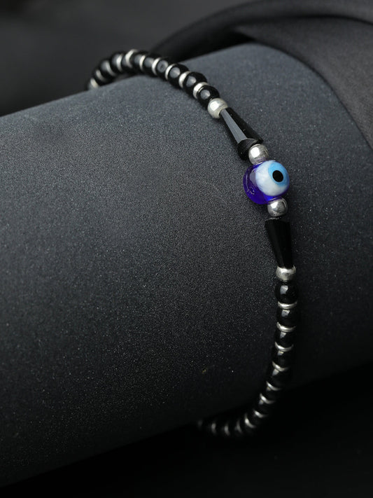 Priyaasi Women Beaded Evil Eye Charm Sterling Silver Bracelet - Noz2Toz