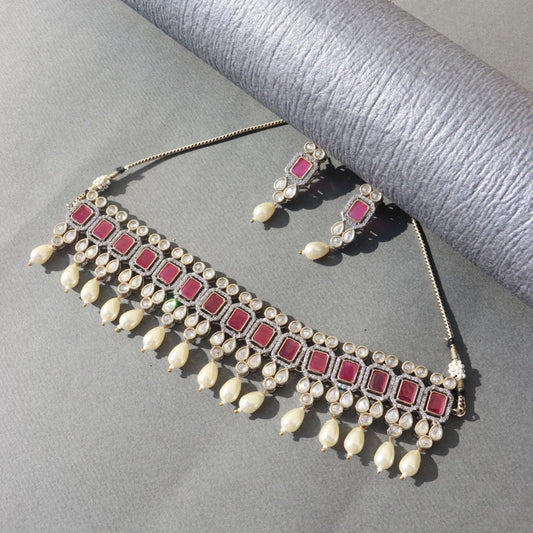 Advisha Polki Kundan Neckpiece - Wahe Jewels - Swadesiicart