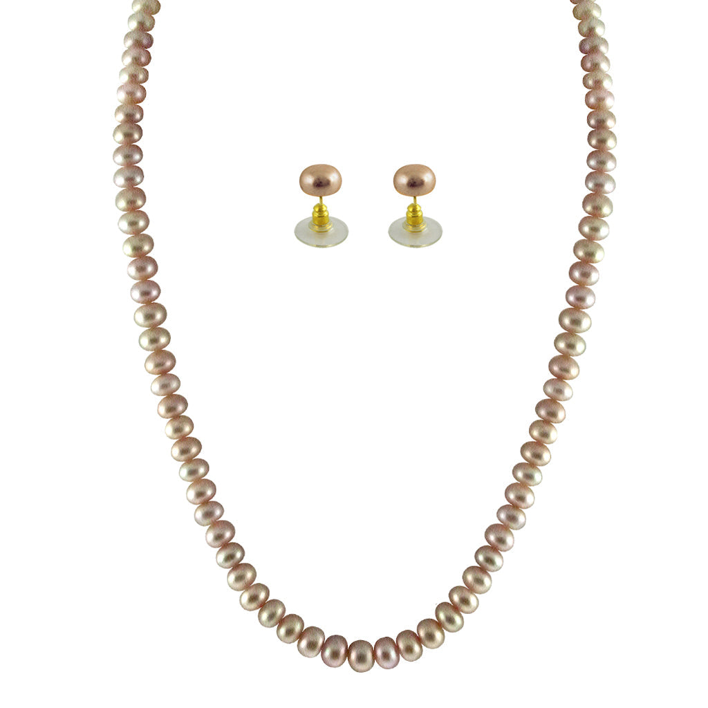 J Pearls Single Line Pink Pearl Set - Real Pearl Jewelry - J Pearls