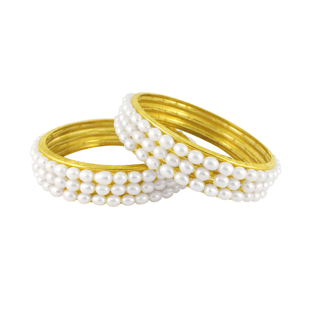 J Pearls 3 Line Oval Pearl Bangles - Real Pearl Jewelry - J Pearls