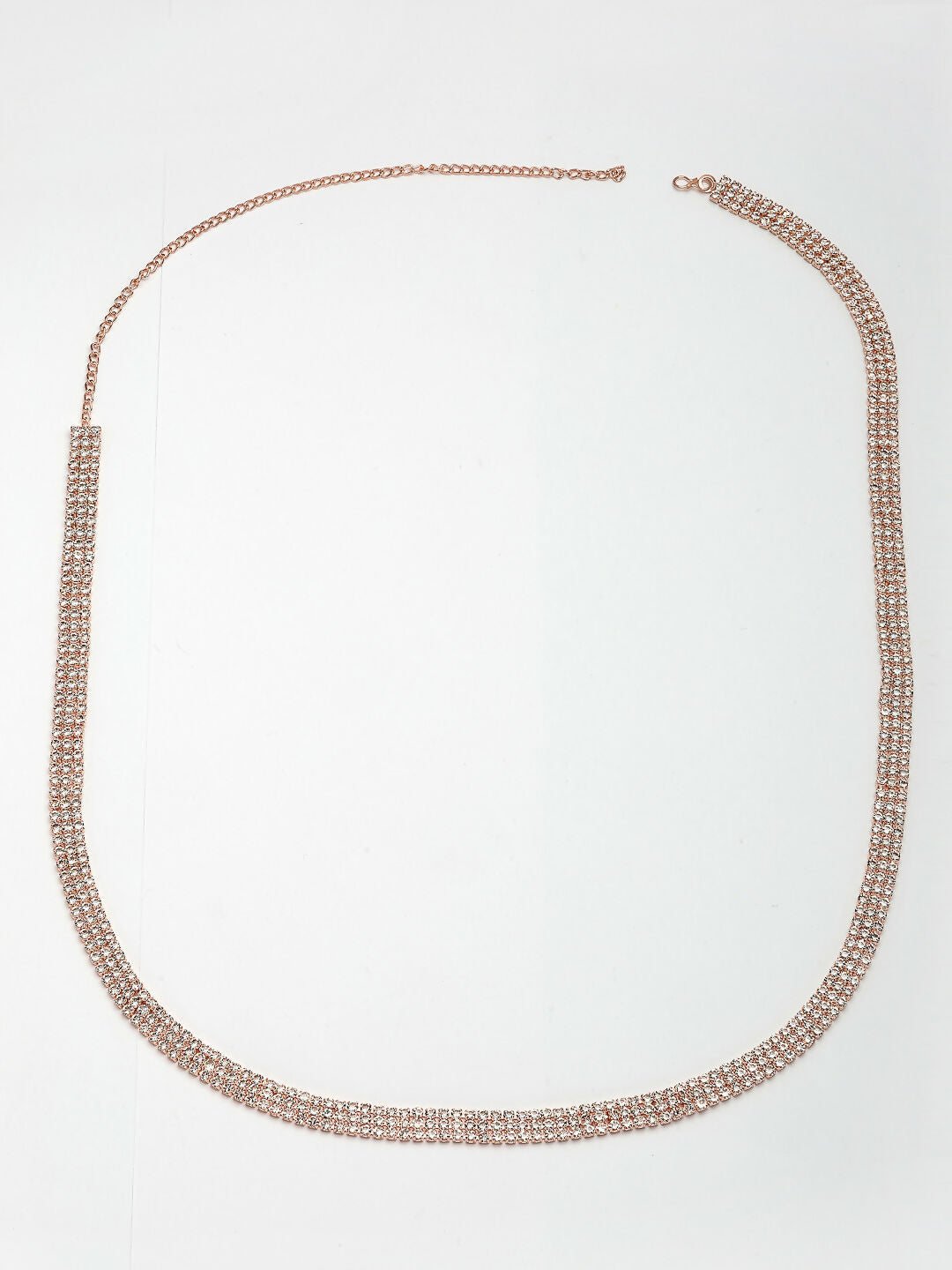 NVR Women's Rose Gold-Polished AD-Studded 3 Layered Kamarbandh Waist Chain | Swadesiicart
