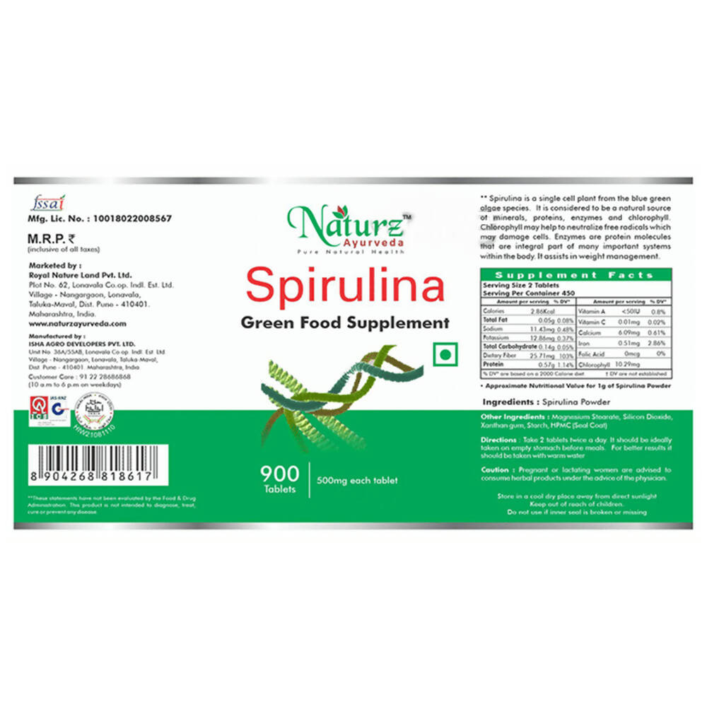 Naturz Ayurveda Spirulina Tablets | Swadesiicart