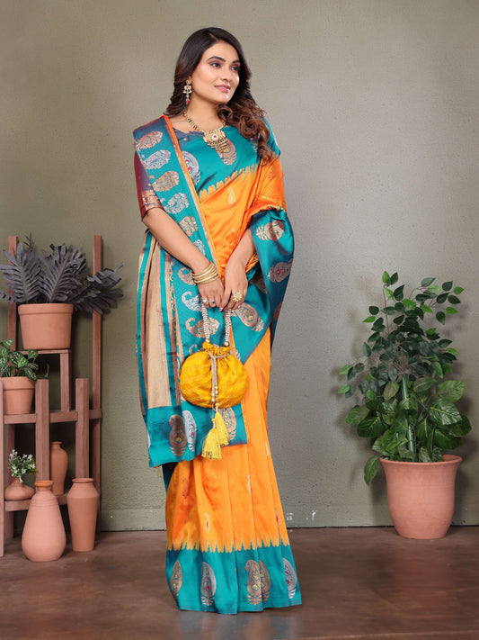 Sonakshi Women's Fenta Banarasi Silk Zari Woven Traditional Saree with Blouse | Swadesiicart