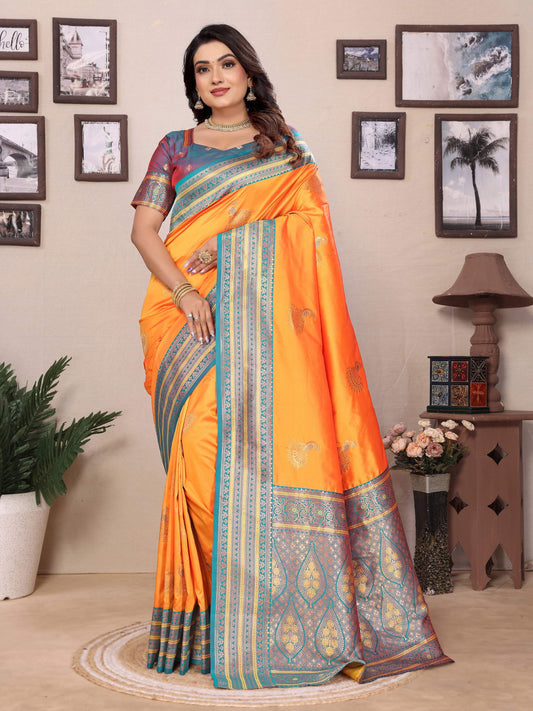 Sonakshi Women's Fenta Banarasi Silk Zari Woven Traditional Saree with Blouse | Swadesiicart