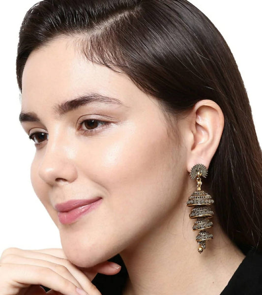 Mominos Fashion Peacock design Golden colour Earrings - Swadesiicart