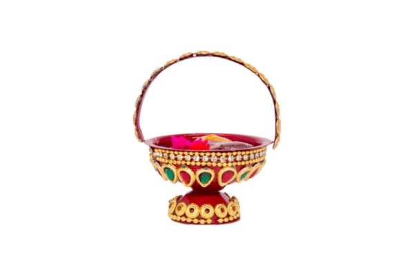 Sri Rudra Decorative Kumkum Haldi Pooja Basket – Small - Swadesiicart