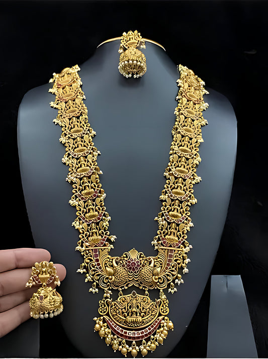 Jewel City Exquisite Gold Filigree Necklace and Earrings Set | Swadesiicart
