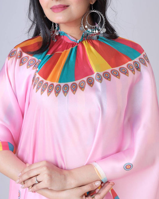 Teeya Creation Pink Color Japan Satin Silk Digital Print Ready To Wear Saree | Swadesiicart
