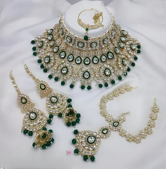 Jewel City Traditional Kundan Bridal Jewelry for Women Handcrafted Necklace with Earrings, Maang Tikka, Indian Wedding Jewellery Set | Swadesiicart