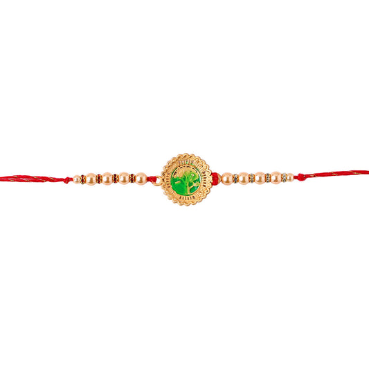 trueBrowns X Voylla Beige Beaded Enamel Rakhi With Roli Chaawal Pack | Swadesiicart