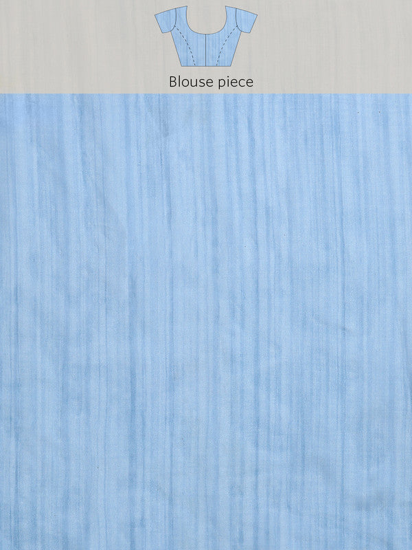 Blue Silk Blend Digital Print Warli Saree with Unstitched Blouse - Hiral Fashion | Swadesiicart