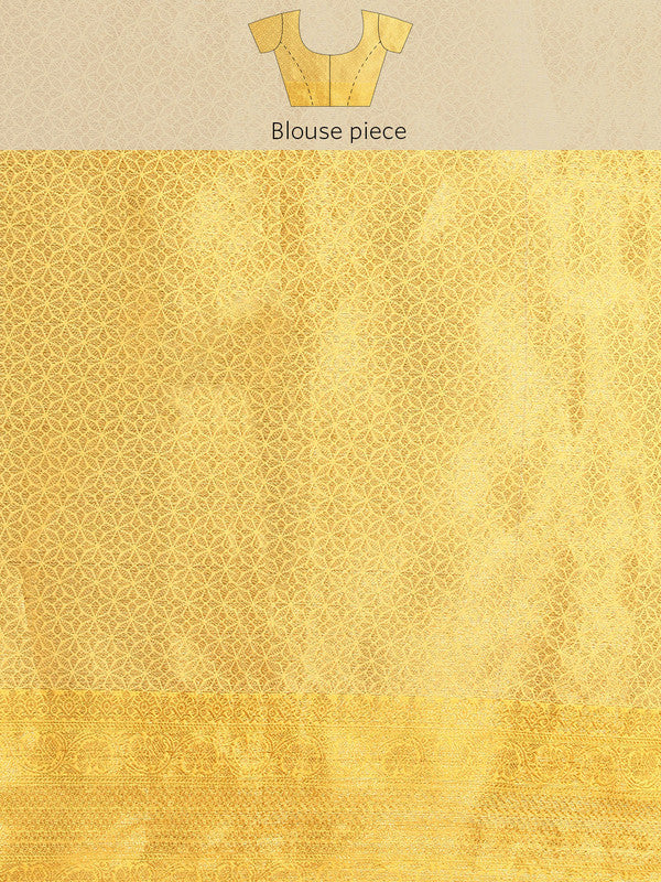 Yellow Tissue Silk Woven Zari Design Floral Saree with Unstitched Blouse - Hiral Fashion | Swadesiicart