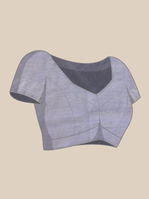 Gray Cotton Woven Zari Design Floral Saree with Unstitched Blouse - Hiral Fashion | Swadesiicart