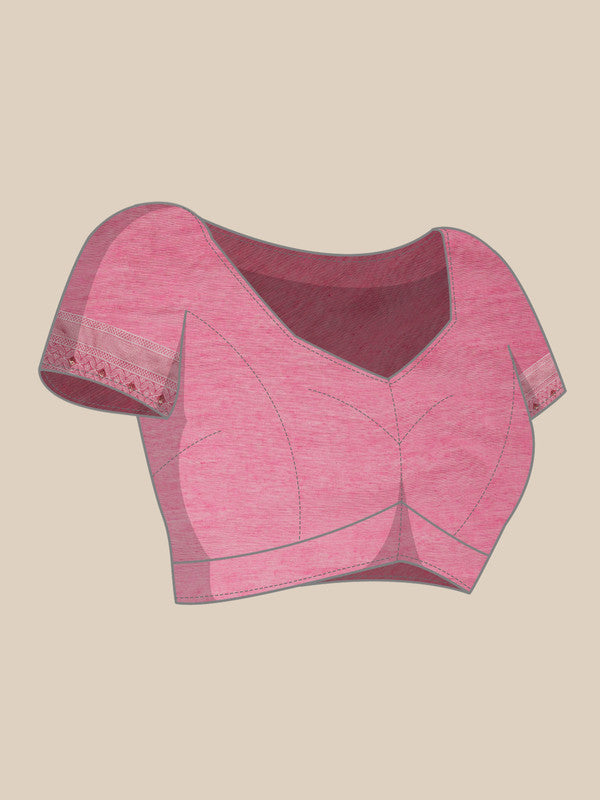 Pink Cotton Woven Zari Design Floral Saree with Unstitched Blouse - Hiral Fashion | Swadesiicart