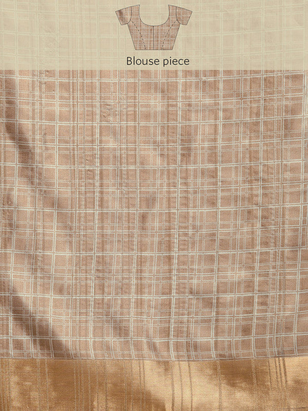 Brown Silk Blend Digital Print Floral Saree with Unstitched Blouse - Hiral Fashion | Swadesiicart