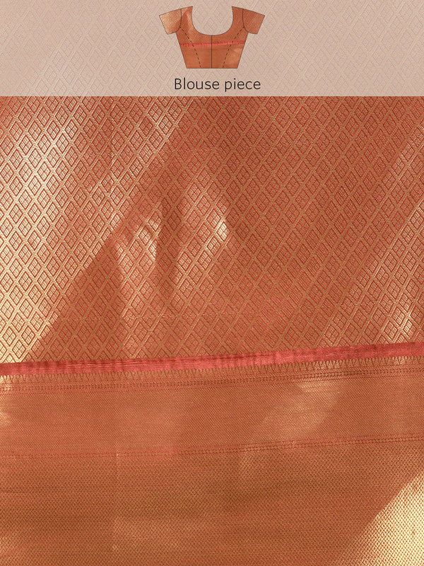 Beige Kanchipuram Silk Digital Print Abstract Saree with Unstitched Blouse - Hiral Fashion | Swadesiicart
