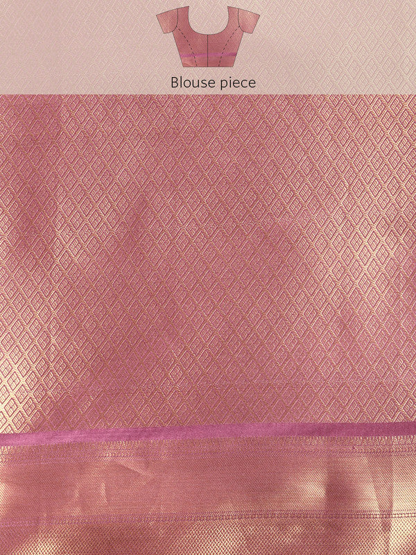 Purple Kanchipuram Silk Digital Print Floral Swadesiicart with Unstitched Blouse - Hiral Fashion