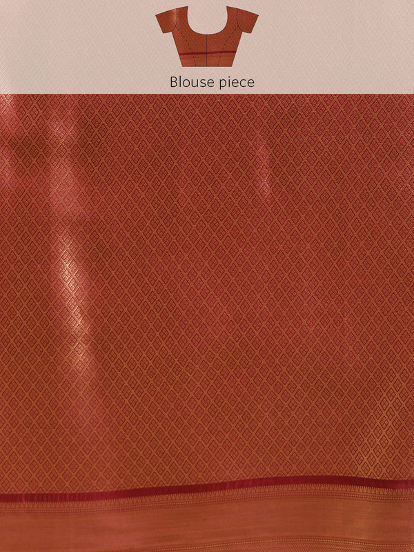 Maroon Kanchipuram Silk Digital Print Abstract Saree with Unstitched Blouse - Hiral Fashion | Swadesiicart