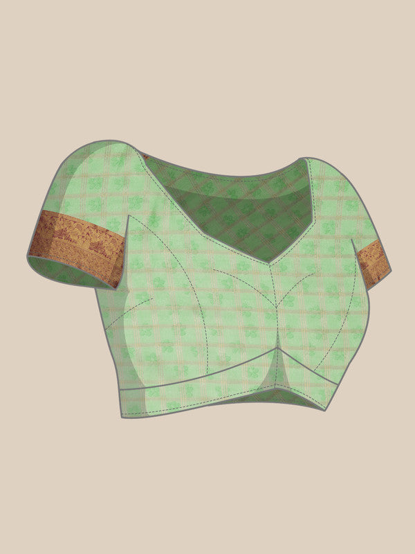Green Munga Silk Digital Print Floral Saree with Unstitched Blouse - Hiral Fashion | Swadesiicart