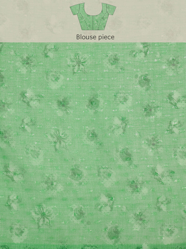 Green Chiffon Digital Print Floral Saree with Unstitched Blouse - Hiral Fashion | Swadesiicart
